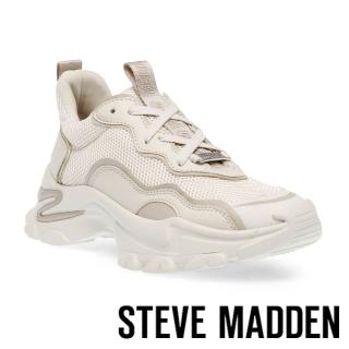 【STEVE MADDEN】MANERVA 拼接網布厚底老爹鞋(米色)