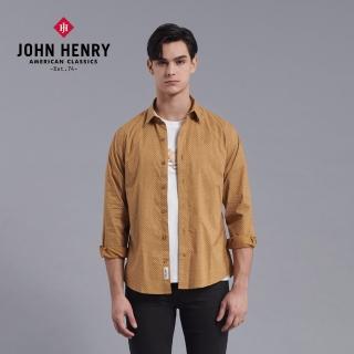 【JOHN HENRY】三角形滿版長袖襯衫-棕色