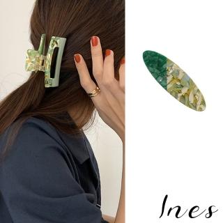 【INES】彩貝髮夾/韓國設計法式幾何彩貝拼接造型髮夾 馬尾夾(6款任選)