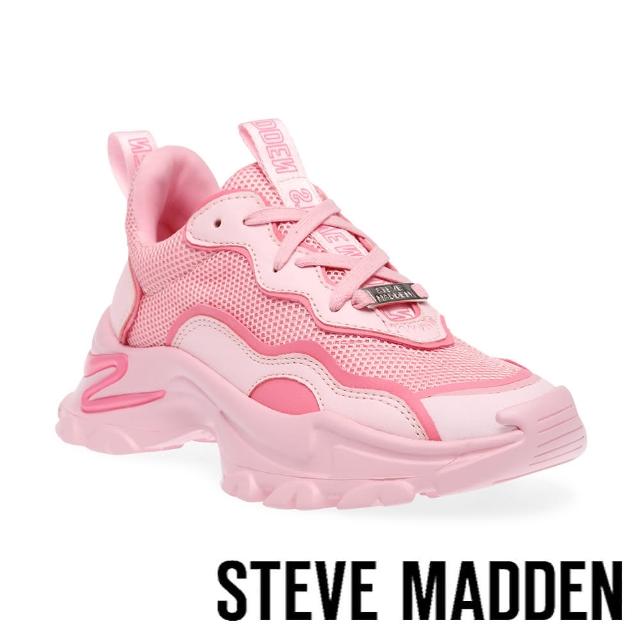 【STEVE MADDEN】MANERVA 拼接網布厚底老爹鞋(粉色)