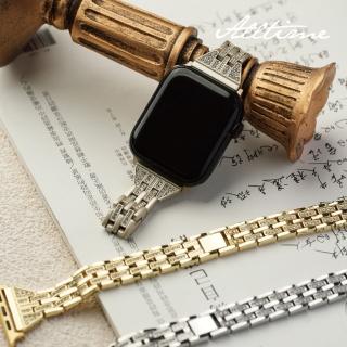 【ALL TIME 完全計時】五珠間鑲鑽細款錶帶 Apple watch通用錶帶