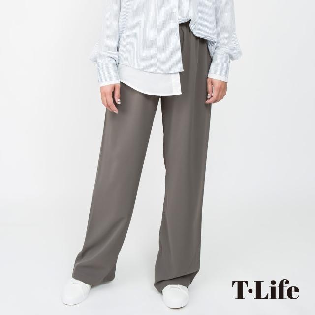 【T.Life】簡約純粹女孩原色長寬褲(2色)