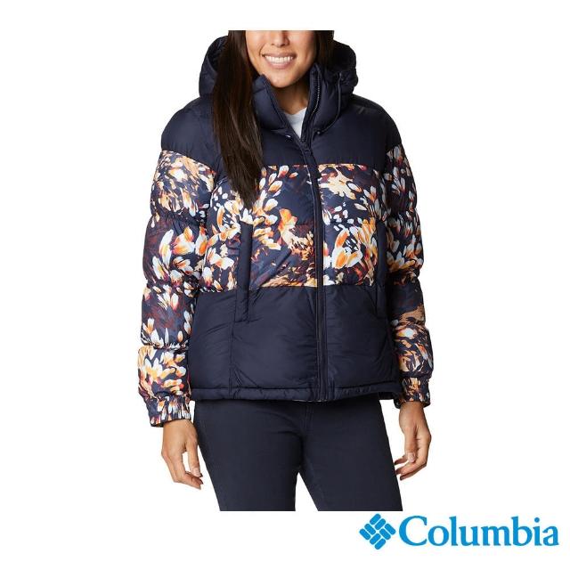 【Columbia 哥倫比亞 官方旗艦】女款-Omni-Heat保暖彩繪連帽外套-印花(UWR02970FO / 2021年秋冬)