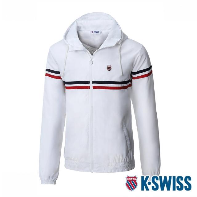 【K-SWISS】防風外套 Front Taping Jacket-女-白(197276-100)