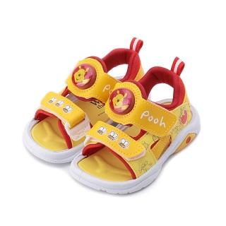 【Disney 迪士尼】15-19cm 維尼電燈涼鞋 黃 中童鞋