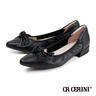 【CR CERINI】蝴蝶結造型配飾淑女低跟鞋 黑色(CR1207W-BL)