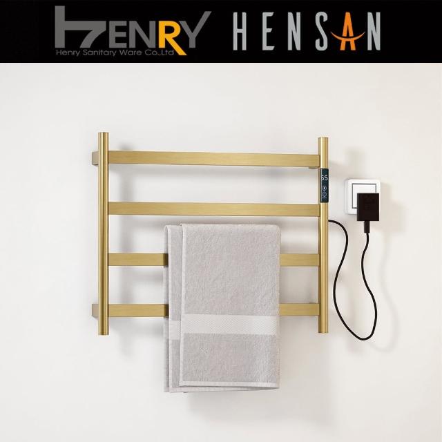 【HENSAN 亨力衛浴】F-2404-BG-H型智能電熱毛巾桿-不鏽鋼拉絲金(毛巾架)
