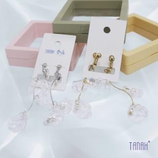 【TANAH】復古時尚 墬飾 葉子款 鑲珍珠款 耳針款/耳夾款 耳環(DE051)
