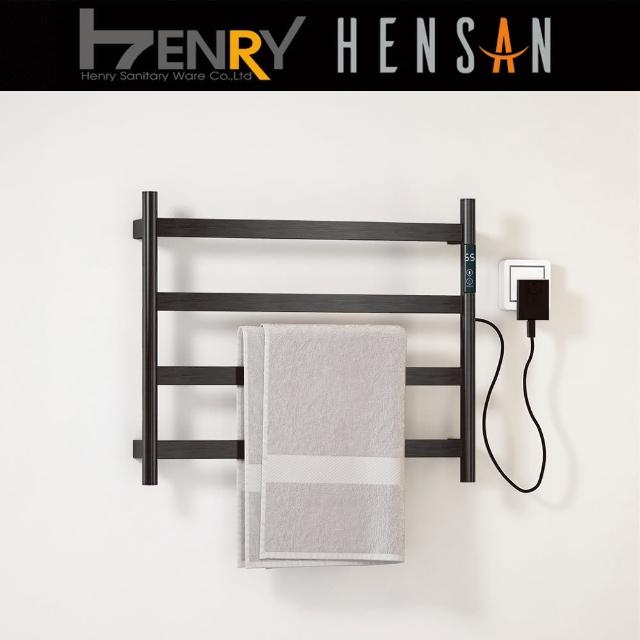 【HENSAN 亨力衛浴】F-2404-PB-H型智能電熱毛巾桿-細緻黑(毛巾架)