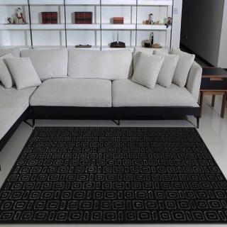 【山德力】ESPRIT羊毛回紋地毯170X240黑色(厚實羊毛 柔軟舒適)