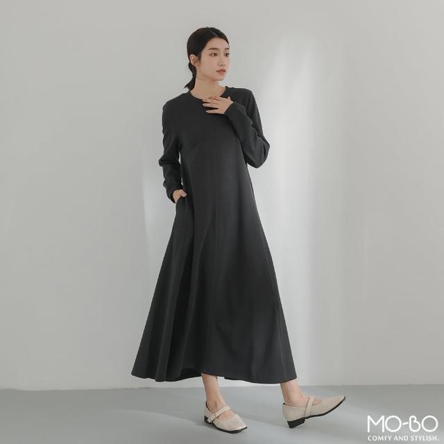 【MO-BO】修身剪裁緹花長洋裝(洋裝)