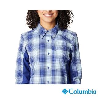 【Columbia 哥倫比亞 官方旗艦】女款- Omni-Shield Release 超防潑長袖格紋長袖襯衫-藍格(UAR89380JC / 20