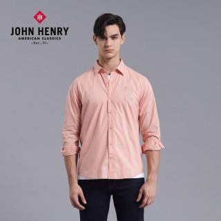 【JOHN HENRY】三角形滿版長袖襯衫-粉色