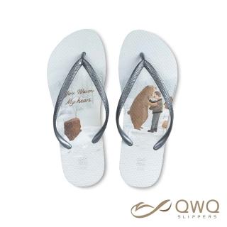 【QWQ】女款防滑防水夾腳拖鞋 阿脆-熊與飛行員 室外人字拖雨鞋 MIT(AIAW00208)