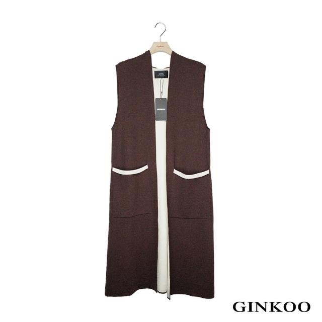 【GINKOO 俊克】大口袋連帽長版針織背心