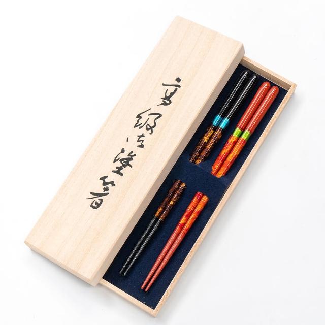 【若狹塗】日本製 夜空 日本筷子 夫妻筷(2入 禮盒組)