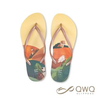 【QWQ】女款防滑防水夾腳拖鞋 阿脆-與地球共存 室外人字拖雨鞋 MIT(AIAW00309)