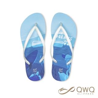 【QWQ】女款防滑防水夾腳拖鞋 阿脆-世界海洋日 室外人字拖雨鞋 MIT(AIAW00112)