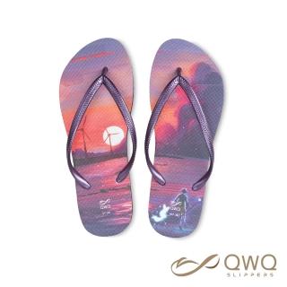 【QWQ】女款防滑防水夾腳拖鞋 大衛君-海上散心 室外人字拖雨鞋 MIT(AIDW00103)