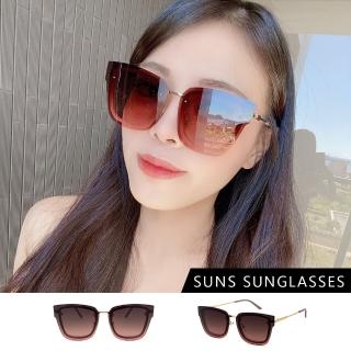 【SUNS】歐美切邊精緻墨鏡 漸層楓葉紅 高質感金屬框 顯小臉(抗UV400/檢驗合格)