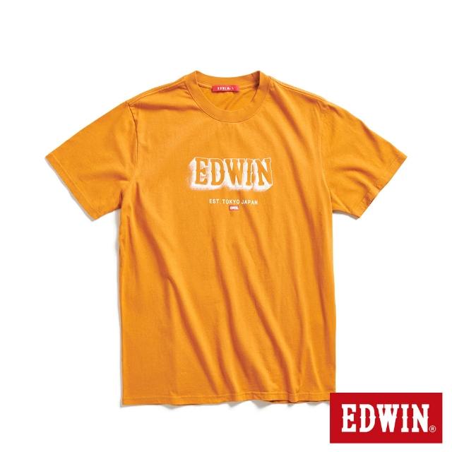 【EDWIN】男裝 網路獨家↘逆光LOGO短袖T恤(黃褐色)