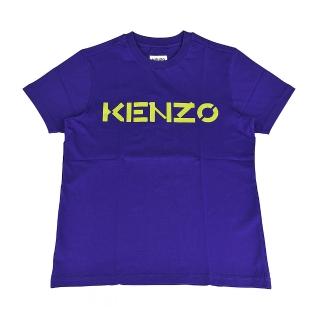 【KENZO】KENZO黃色印字LOGO綿質圓領短袖T恤(男款x藍)