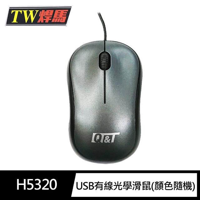 【TW焊馬】H5320 USB時尚 商務 有線 光學滑鼠(顏色隨機 符合人體工學1000DPI 支援WIN10)