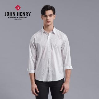 【JOHN HENRY】三角形滿版長袖襯衫-白色