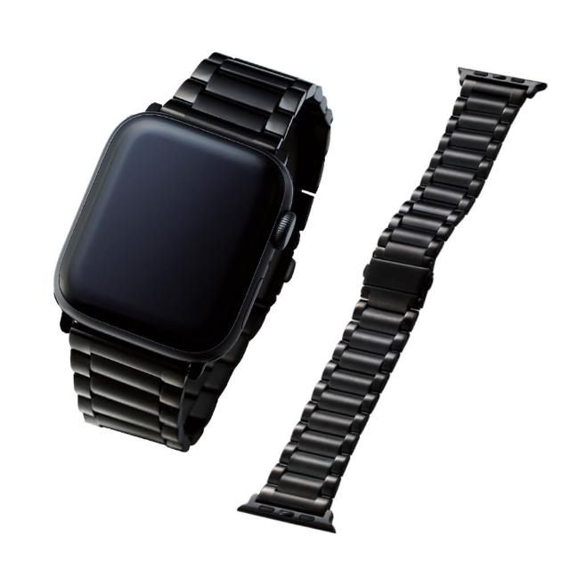 【ELECOM】apple watch 44/42mm 金屬不銹鋼錶帶II(黑)