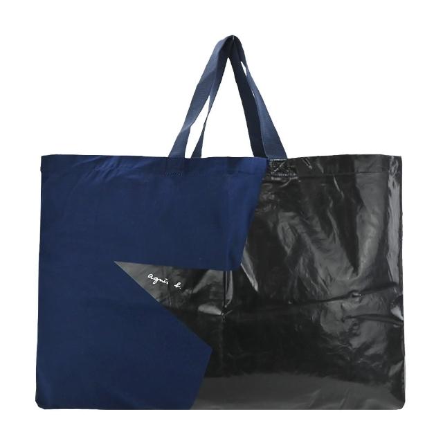 【agnes b.】星星棉布大購物袋(藍)