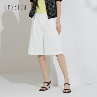 【JESSICA】百搭時尚優雅顯瘦五分短寬褲 223422（白）