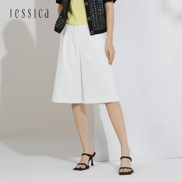 【JESSICA】百搭時尚優雅顯瘦五分短寬褲 223422（白）