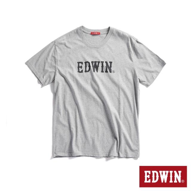 【EDWIN】男裝 人氣復刻款 斑駁LOGO短袖T恤(麻灰色)