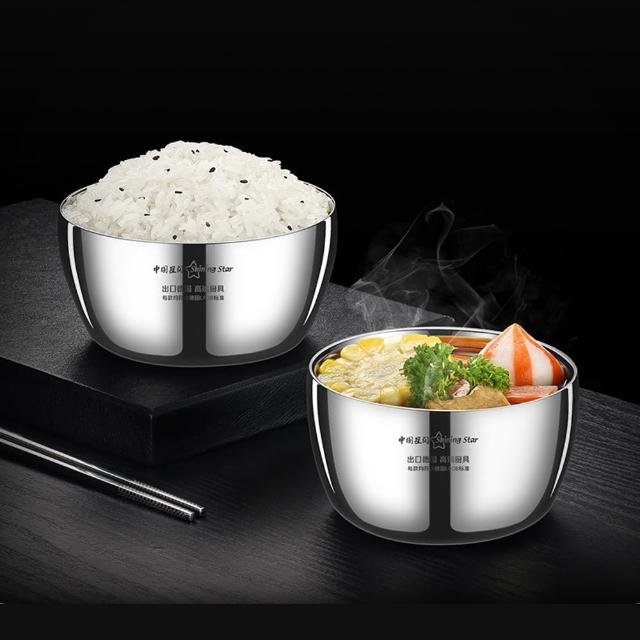 【PUSH!】餐具用品不銹鋼碗316雙層隔熱防燙湯碗防摔飯碗(碗2入一組裝小號E180-1)