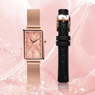 【Relax Time】璀璨雋永系列 玫瑰石紋米蘭帶手錶 加贈真皮錶帶 畢業禮物(RT-99-2)