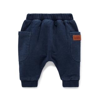 【Purebaby】澳洲有機棉 嬰兒休閒長褲 深藍(新生兒 男童 女童 有機棉 保暖)
