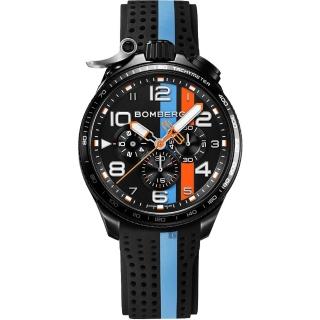 【BOMBERG】炸彈錶 Bolt-68 Racing 黑色XL復古賽車三眼計時手錶-45mm(BS45CHPBA.059-6.10)