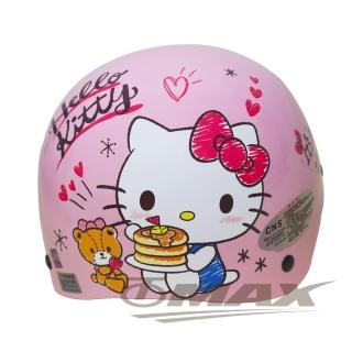 【HELLO KITTY】鬆餅Kitty兒童機車安全帽-粉紅色(贈短鏡片-速)