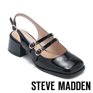 【STEVE MADDEN】DOLLY 雙帶粗跟瑪莉珍鞋(黑色)