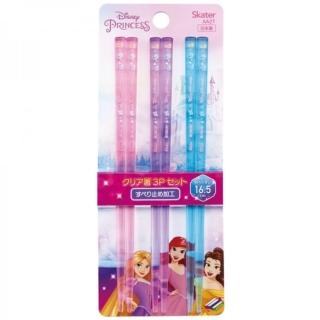 【小禮堂】迪士尼 公主 兒童壓克力筷3入組 16.5cm - 粉紫藍款(平輸品)