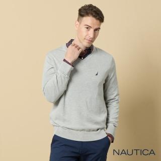 【NAUTICA】男裝 簡約質感恆溫彈力V領針織衫(灰)