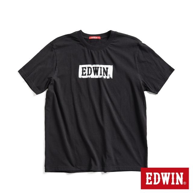 【EDWIN】男裝 網路獨家↘工業風格經典LOGO短袖T恤(黑色)