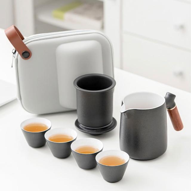 【豐曜】把握收納式茶組-黑(陶瓷茶具)