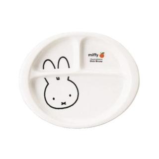 【小禮堂】Miffy 米飛兔 陶瓷三格盤 - 白大臉款(平輸品) 米菲兔