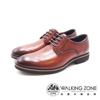 【WALKING ZONE】男 簡約商務上班皮鞋 男鞋(刷色棕)