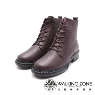 【WALKING ZONE】女 百搭經典款中筒短靴 女鞋(咖啡色)