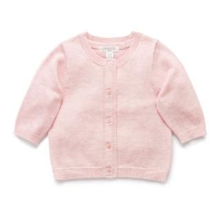 【Purebaby】澳洲有機棉 嬰兒薄款針織外套 粉紅(新生兒 有機棉 針織衫)