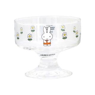 【小禮堂】Miffy 米飛兔 玻璃布丁杯 240ml 花朵 - 喫茶系列(平輸品) 米菲兔