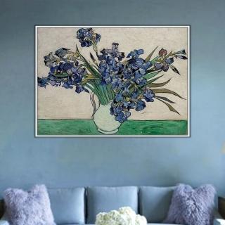 《花瓶裡的紫色鳶尾花》梵谷．後印象派 世界名畫 風景油畫 40*60cm