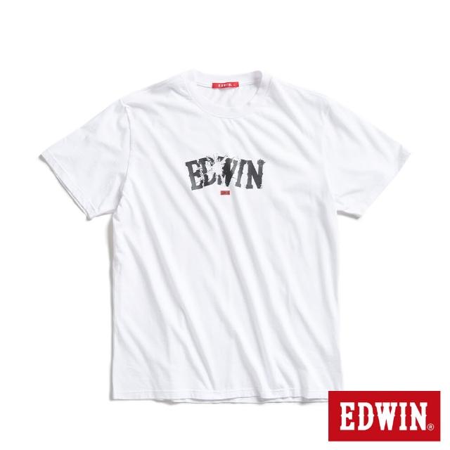 【EDWIN】男裝 網路獨家↘能量爆炸LOGO短袖T恤(白色)